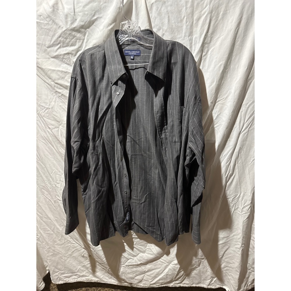 Daniel Cremieux Collection Mens XL Charcoal Grey Pinstripe Cotton Button Down